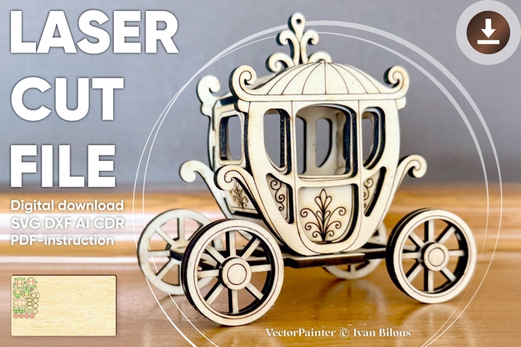 Carriage - Laser Cut File, Plywood Miniature Vector Plan