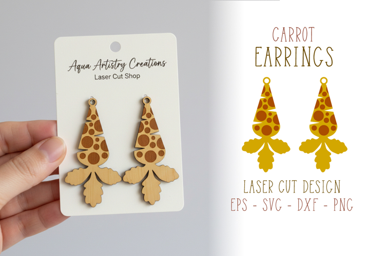 Dangling Carrot Earrings Laser Cut Template