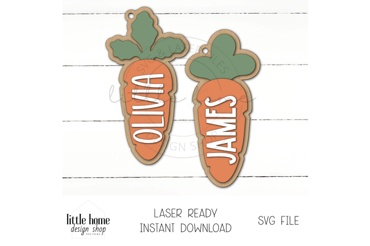 Carrot Easter Basket Name Tag, Carrot Basket Tag Laser Svg