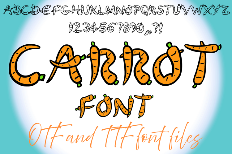 Carrot Vegetable Typeface Lettering ABC Text Font OTF