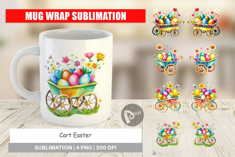 Mug Wrap Design Cart Easter example image 1