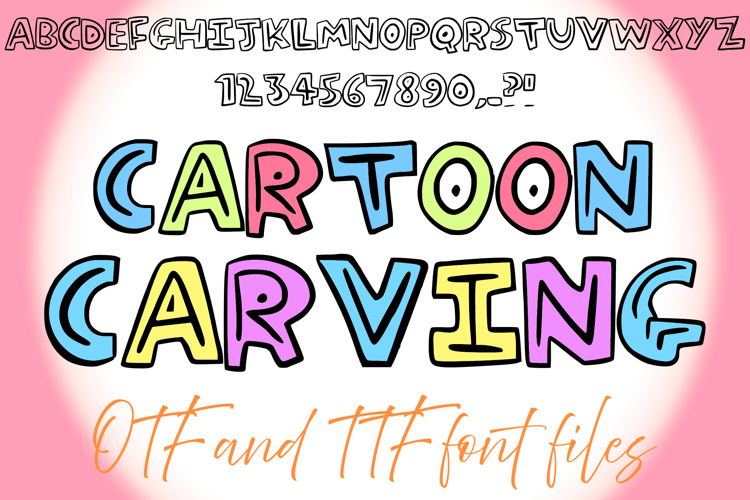 Cartoon Carving Wacky Typeface Lettering ABC Text Font OTF