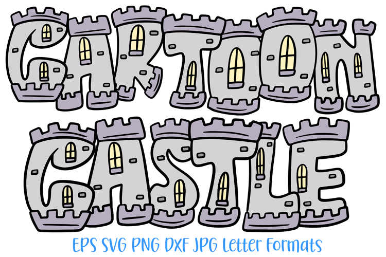Cartoon Castle Font History Medieval Building Lettering ABC