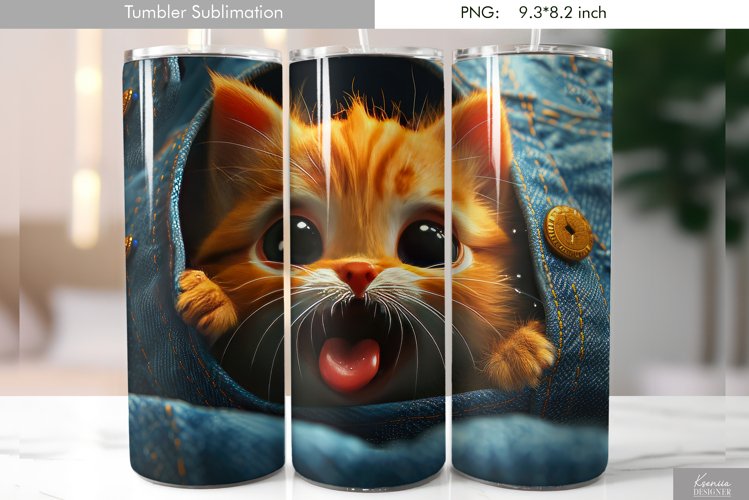 Red Cat is Looking through Ripped Jeans|Tumbler Design