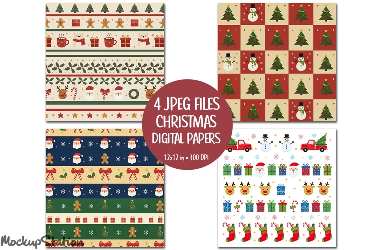 Christmas Vintage Scrapbook Background Printable Papers JPG
