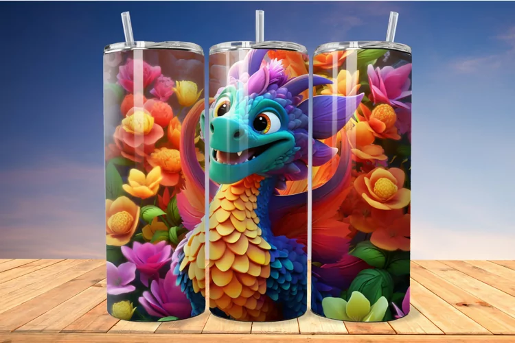 Cartoon Colorful Dragon 20 Oz Skinny Tumbler