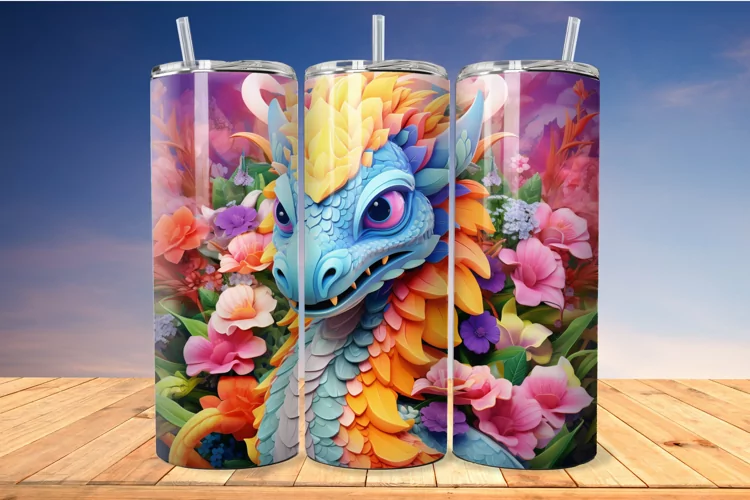 Cartoon Colorful Dragon 20 Oz Skinny Tumbler