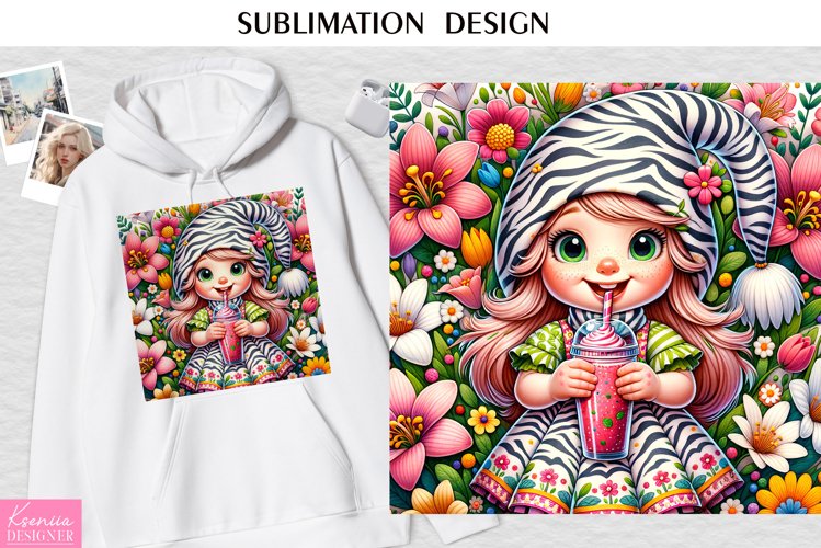 Funny Floral Gnome |Zebra Print Tshirt Design
