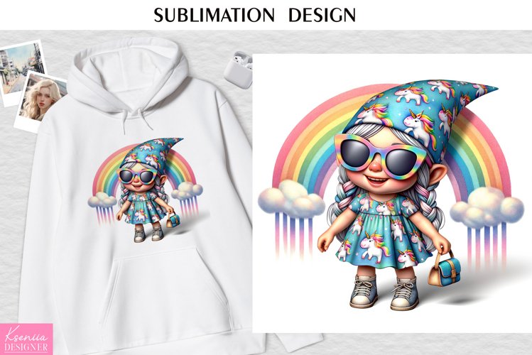 Funny Floral Smiling Gnome|Fashion Tshirt Design example image 1