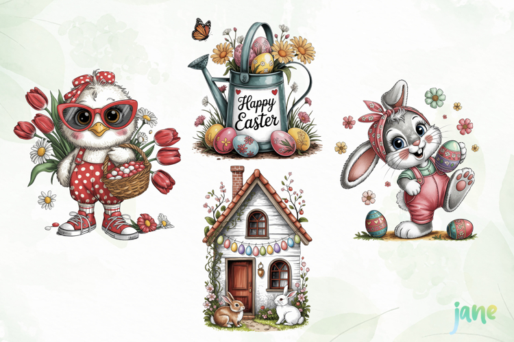 Cartoon Easter Clipart Sublimation