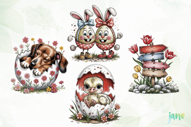 Cartoon Easter Clipart Sublimation