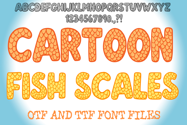 Cartoon Fish Scales Alphabet Lettering ABC Text Font OTF