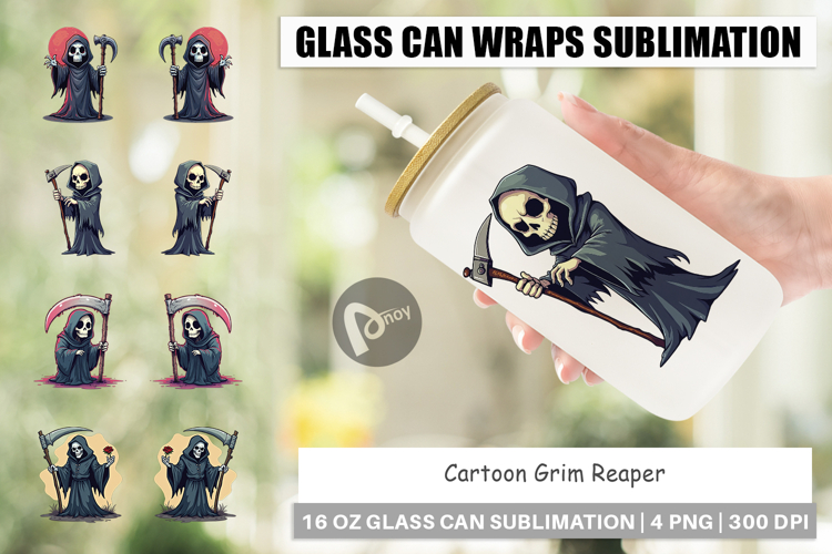 Cartoon Grim Reaper Glass Can