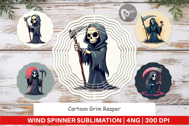 Cartoon Grim Reaper Wind Spinner