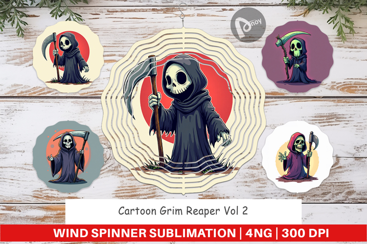 Cartoon Grim Reaper Wind Spinner