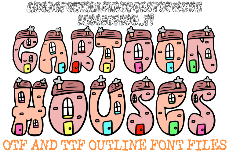 Cartoon Houses Font Cartoon Brick Building Lettering ABC OTF