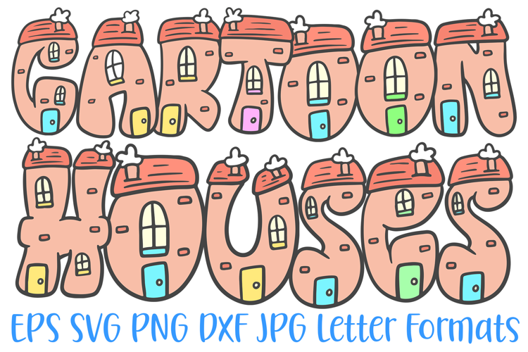 Cartoon Houses Font Cartoon Brick Building Lettering ABC PNG