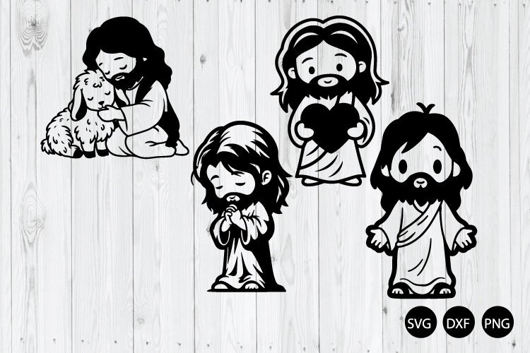 Jesus Chibi SVG, Cartoon Jesus SVG, religion SVG example image 1