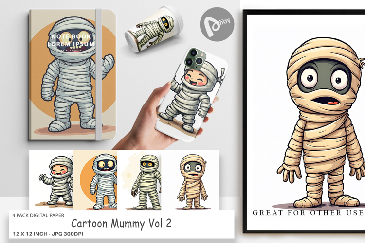 Cartoon Mummy Digital Paper
