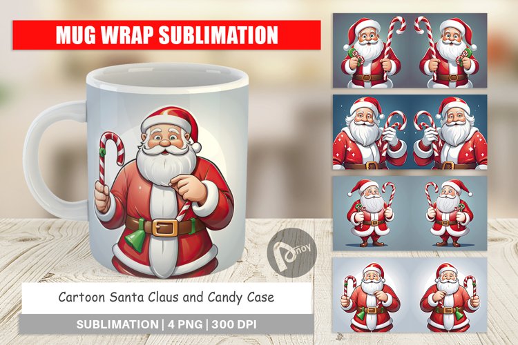 Mug Wrap Design Cartoon Santa Claus