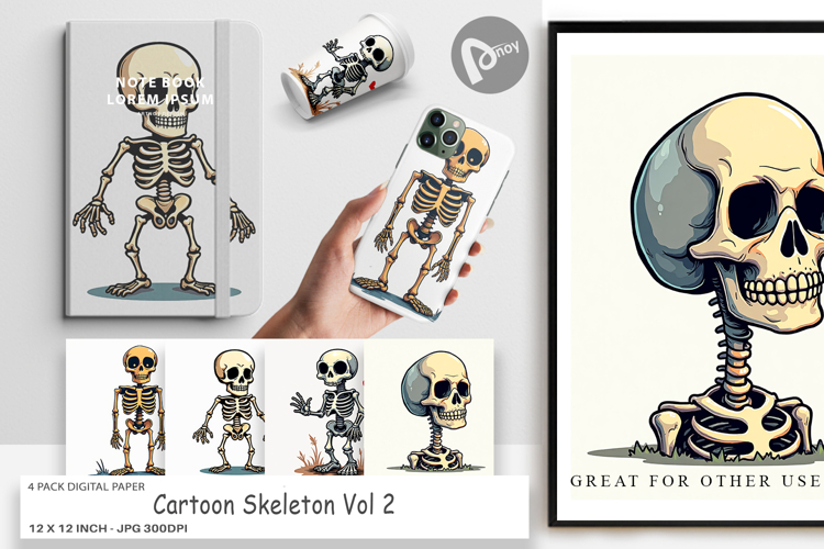 Cartoon Skeleton Digital Paper