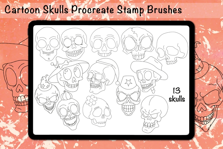 Cartoon Skulls Procreate Stamps