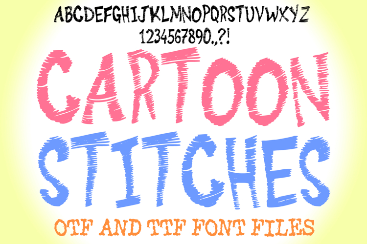 Cartoon Stitches Embroidery Alphabet Lettering ABC Text Font