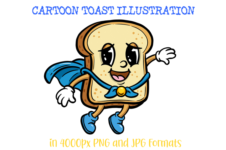Cartoon Super Hero Toast Bread Character Illustration PNG