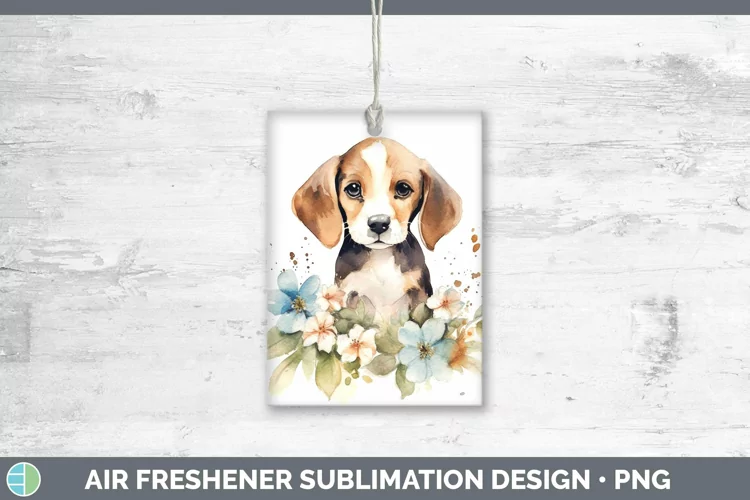 Cartoon Watercolor Beagle Air Freshener | Sublimation Car Fr