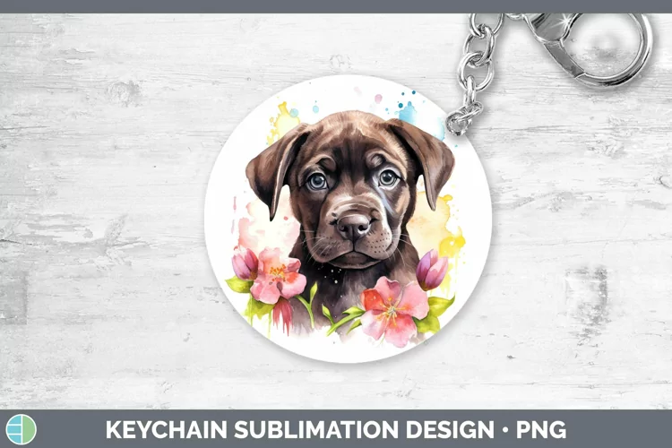Cartoon Watercolor Cane Corso Keychain | Sublimation Keyring