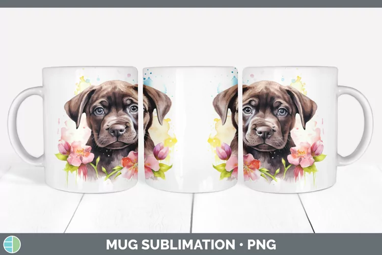 Cartoon Watercolor Cane Corso Mug Wrap | Sublimation Coffee