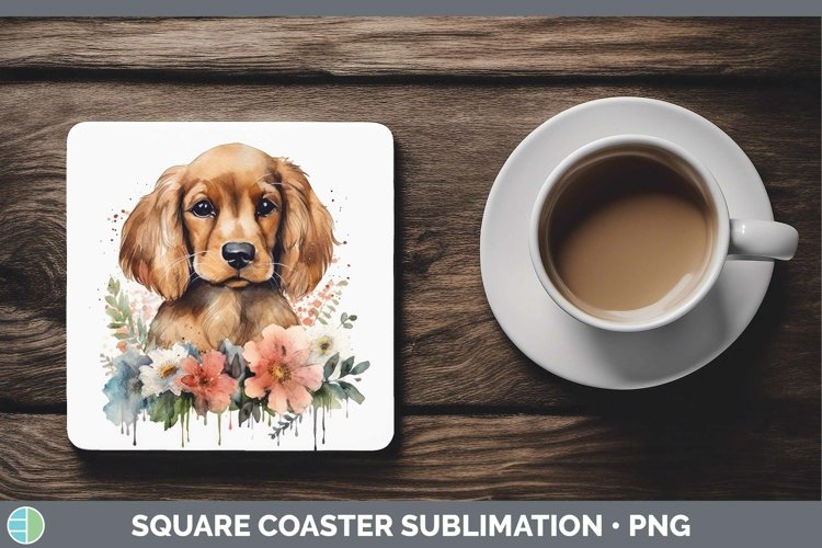 GorgeousCartoon Watercolor Square Coaster design.