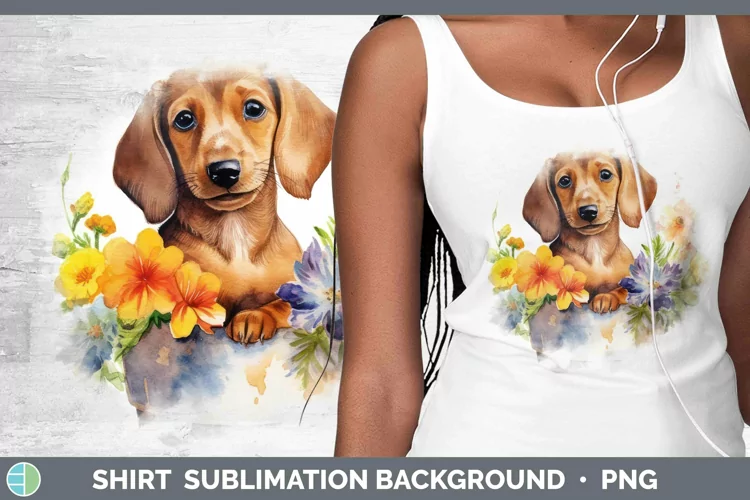Cartoon Watercolor Dachshund Shirt | Sublimation Sublimation