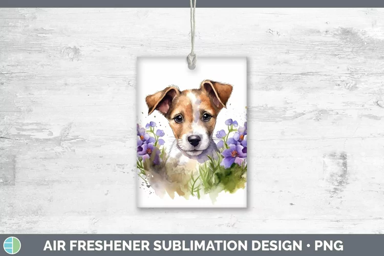 Cartoon Watercolor Fox Terrier Dog Air Freshener | Sublimati