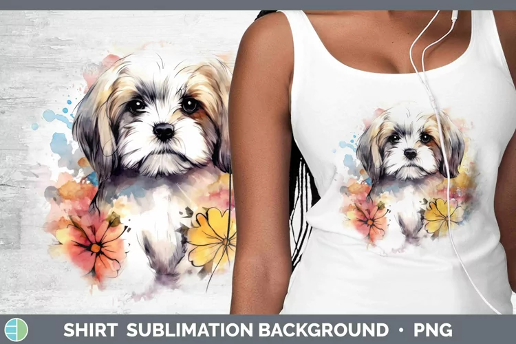 Cartoon Watercolor Lhasa Apso Shirt | Sublimation Sublimatio