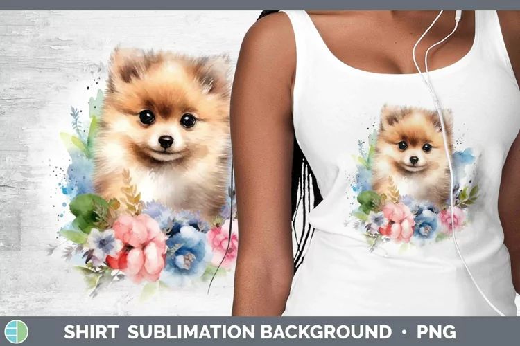 Cartoon Watercolor Pomeranian Shirt | Sublimation Sublimatio