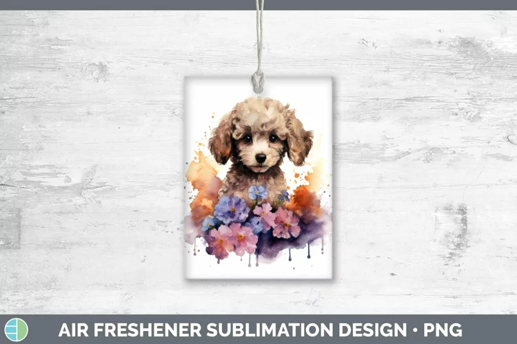 Cartoon Watercolor Poodle Air Freshener | Sublimation Car Fr
