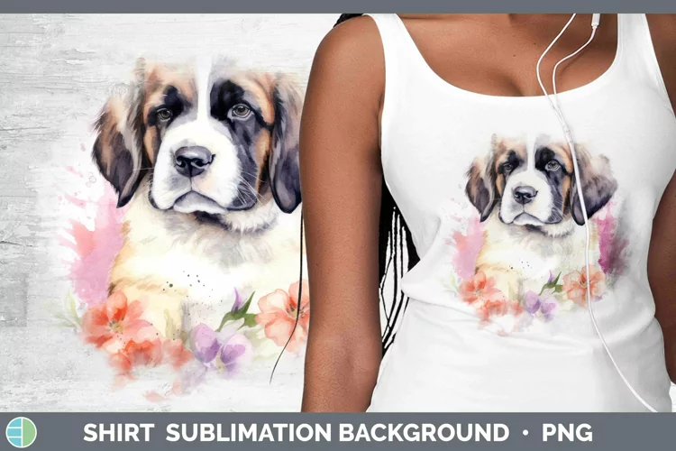 Cartoon Watercolor Saint Bernard Shirt | Sublimation Sublima