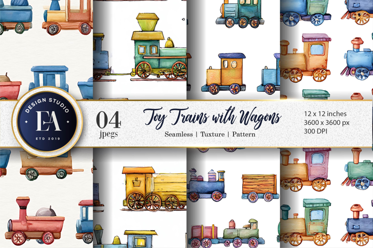 Train Wagons Seamless Craft Background Digital Paper