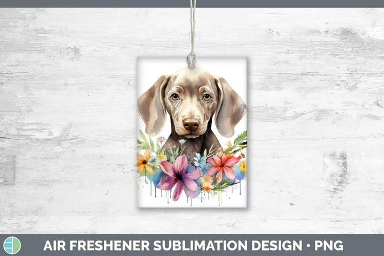 Cartoon Watercolor Weimaraner Air Freshener | Sublimation Ca