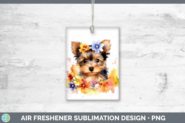 Cartoon Watercolor Yorkshire Terrier Air Freshener | Sublima