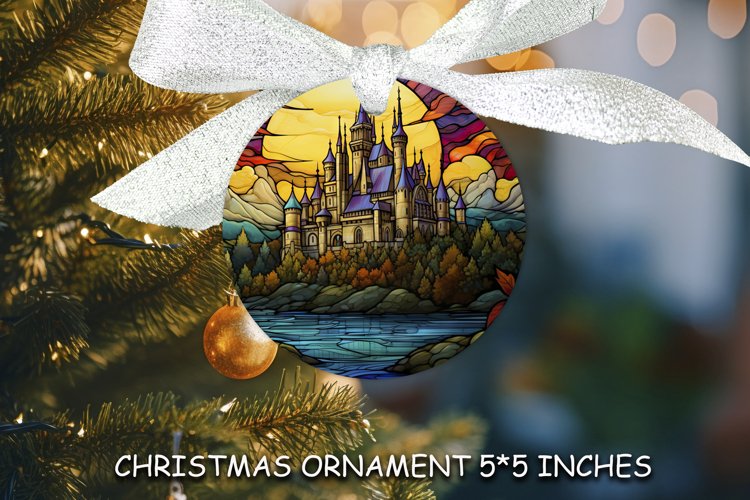 Castle Stained Glass Ornaments Sublimation