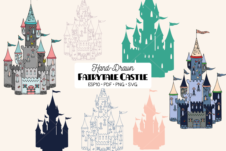 Hand Drawn Castle | Color Princess Royal Palace | Fairy tale