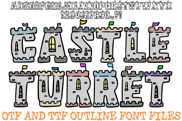 Castle Turret Font Doodle Lettering Medieval Cartoon ABC OTF