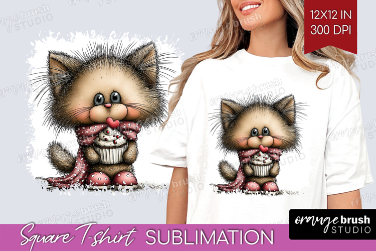 Cat Valentine Square Tshirt Background Whimsical Animal PNG