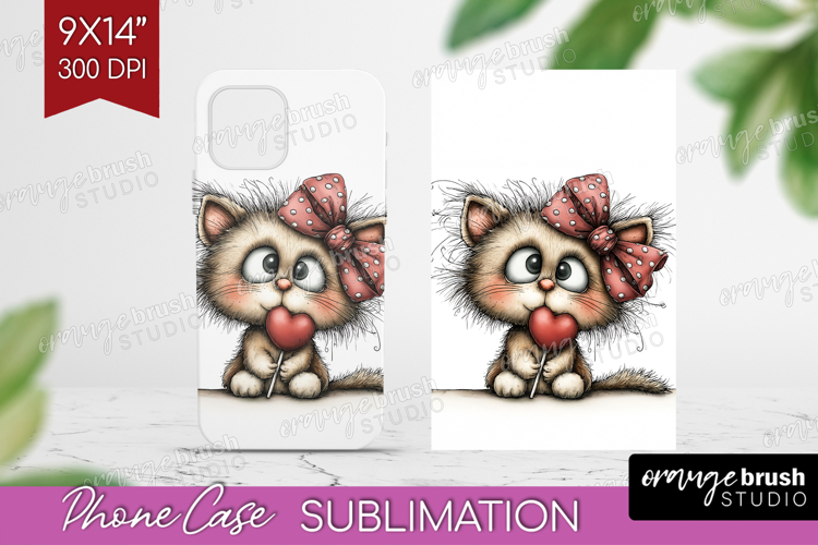 Cat Valentine Phone Case PNG Whimsical Animal Case PNG