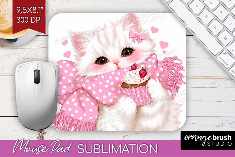 Cat Valentine Mouse Pad Sublimation Cute Valentines Day PNG
