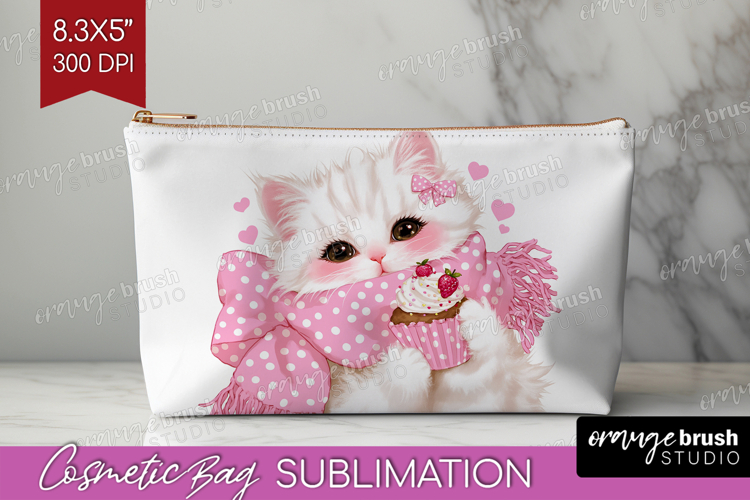 Cat Valentine Cosmetic Bag Cute Valentines Day Makeup Bag