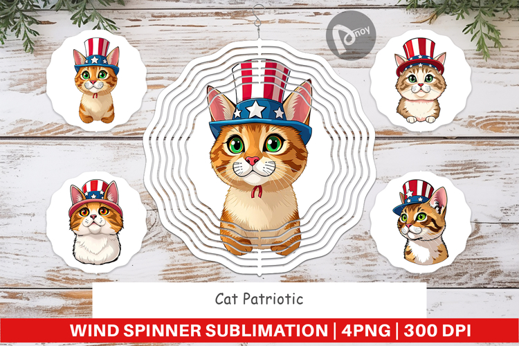 Wind Spinner Cat Patriotic