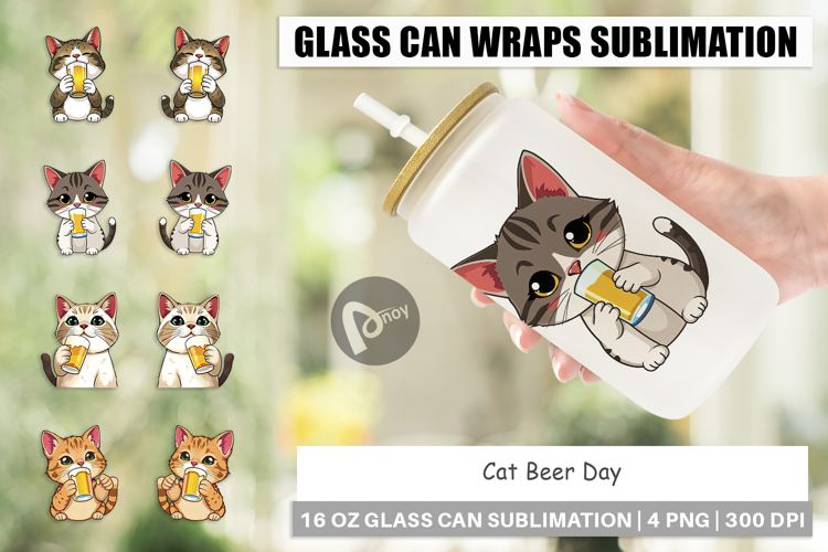 Glass Can Cat Beer Day